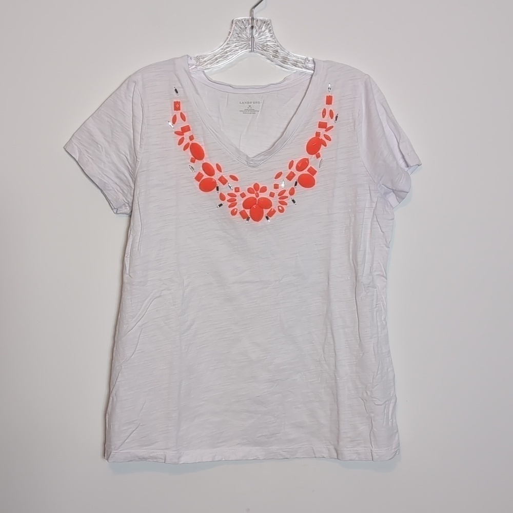 Lands End Embellished Neck T Shirt